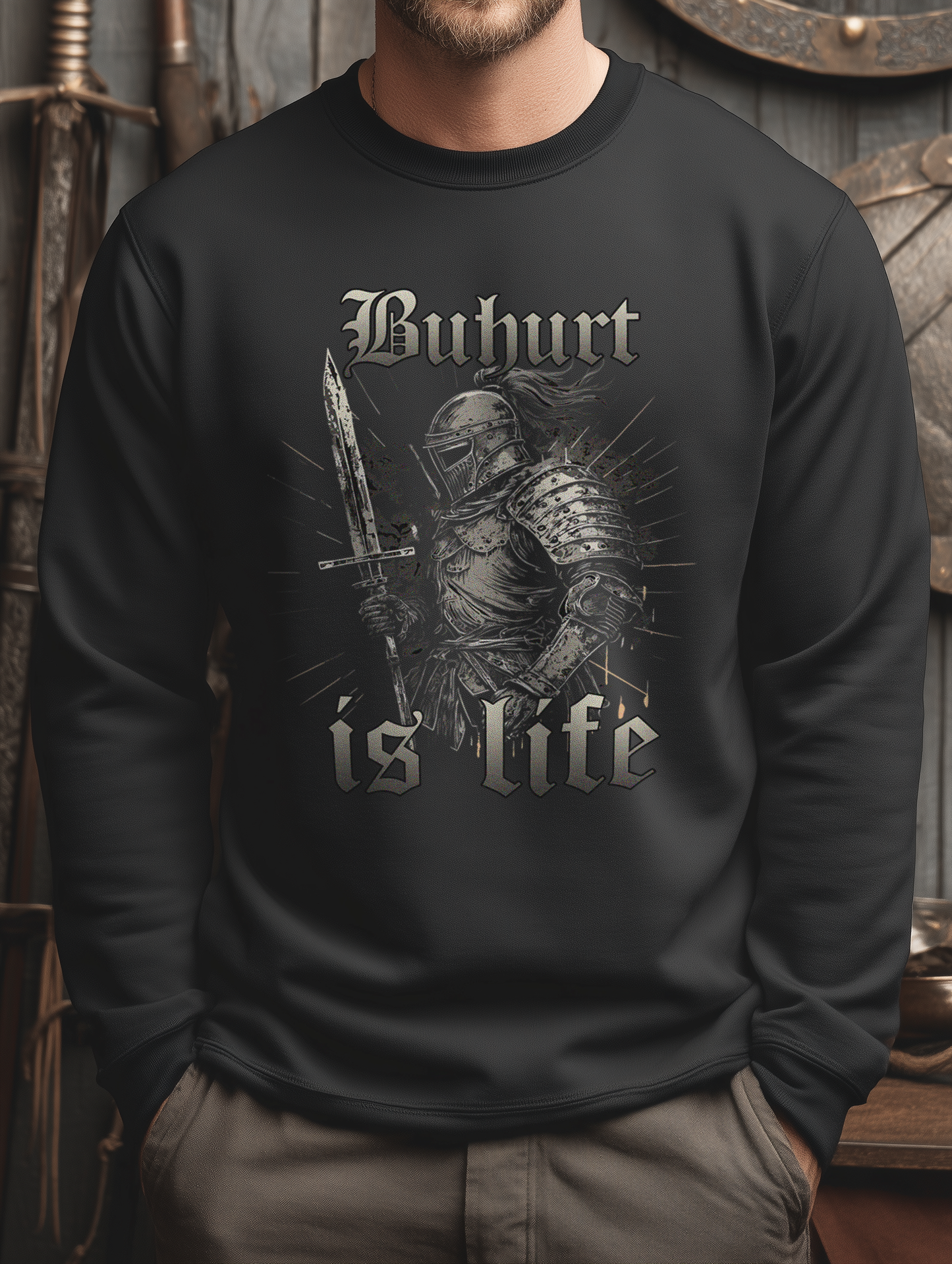 Buhurt Herren Premium Sweatshirt | Buhurt Is Life | Bouhourt Herren Pullover