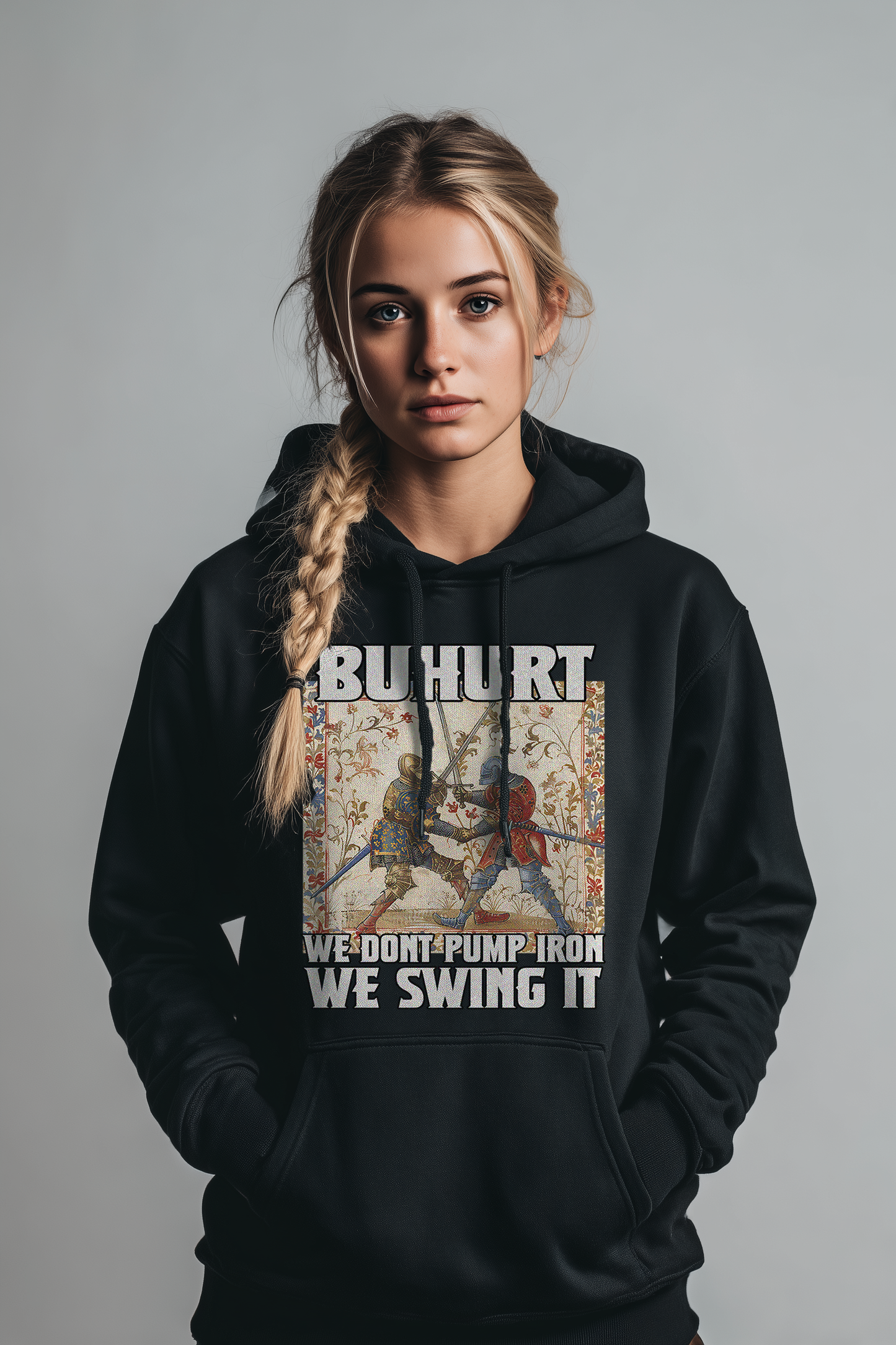 Stundenbuch – We Don’t Pump Iron We Swing It – Buhurt Damen Hoodie
