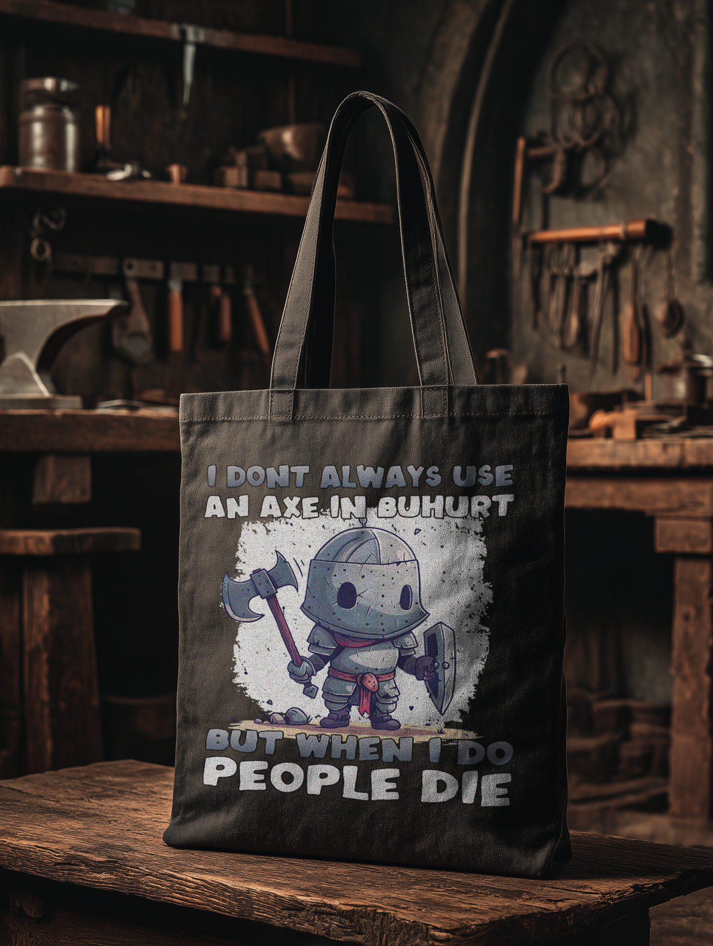 I Don’t Always Use an Axe  | Chibi Ritter | Bio Stoffbeutel