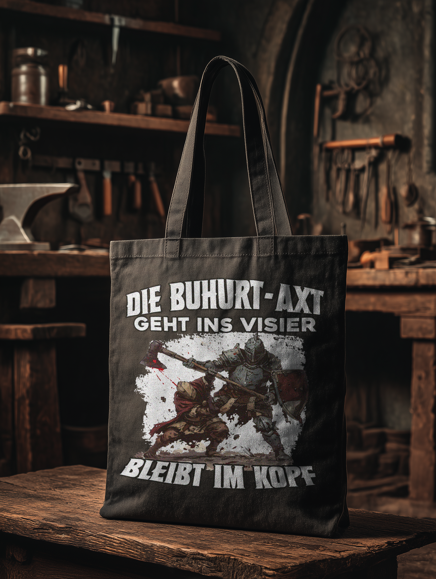 Buhurt Axt bleibt im Kopf |  Bio Stoffbeutel