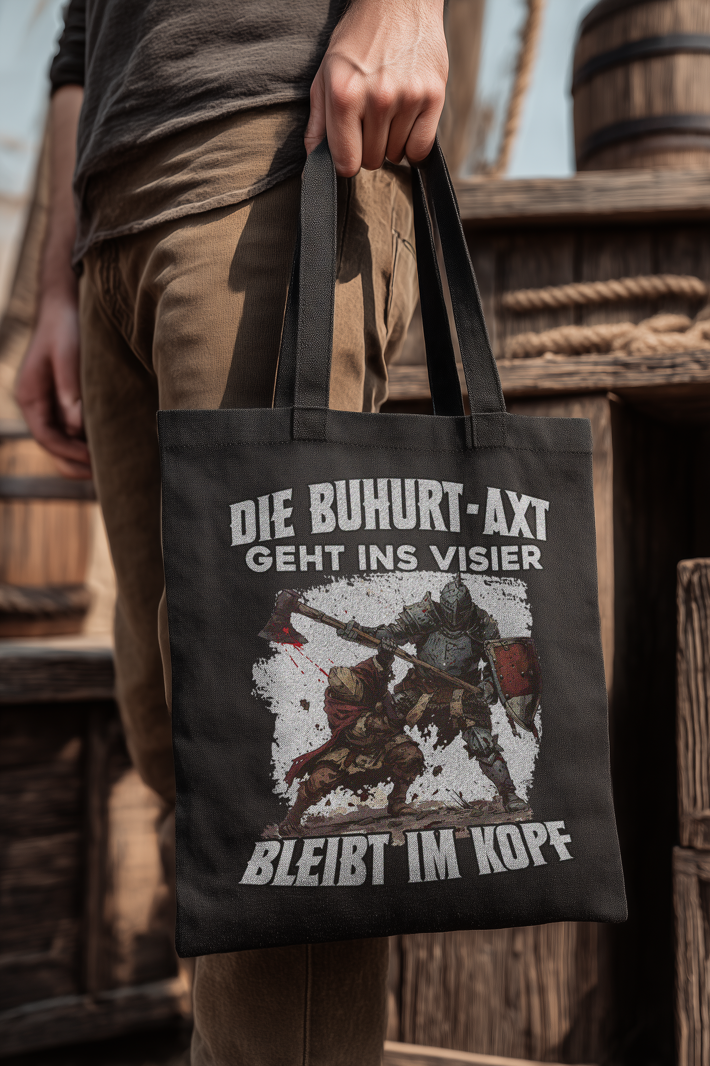 Buhurt Axt bleibt im Kopf |  Bio Stoffbeutel