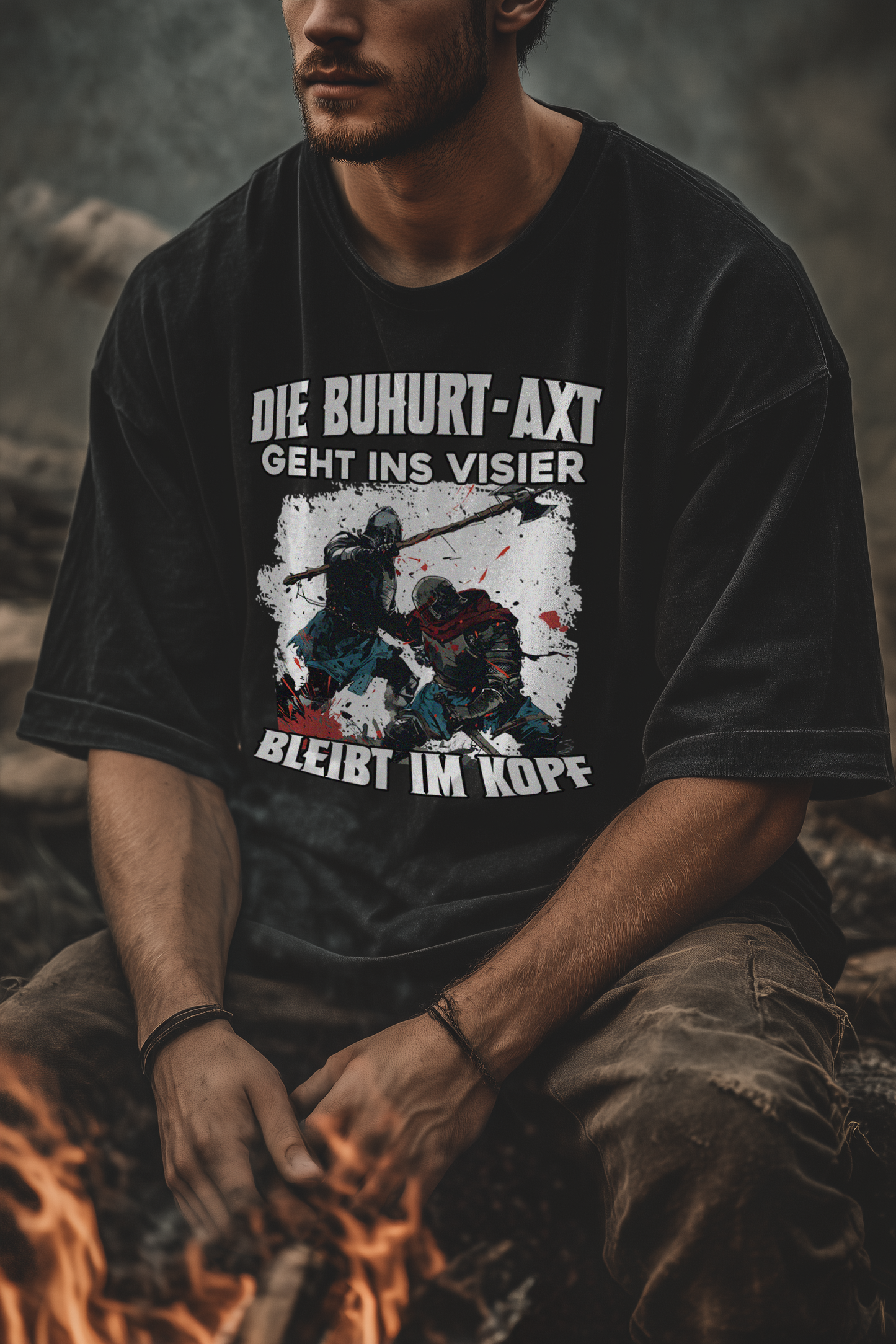 Buhurt Axt Shirt 240g Oversize Herren T-Shirt Bio Baumwolle