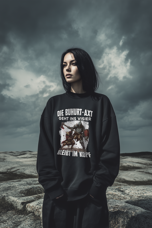 Buhurt Damen Oversized Pullover | Geht Ins Visier Bleibt Im Kopf | Bouhourt Sweatshirt