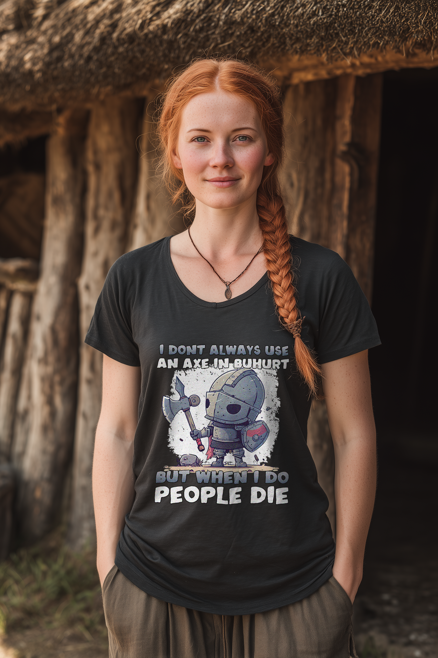 Chibi Knight - Buhurt Damen Lightweight T-Shirt Axe Humor Ritter HEMA