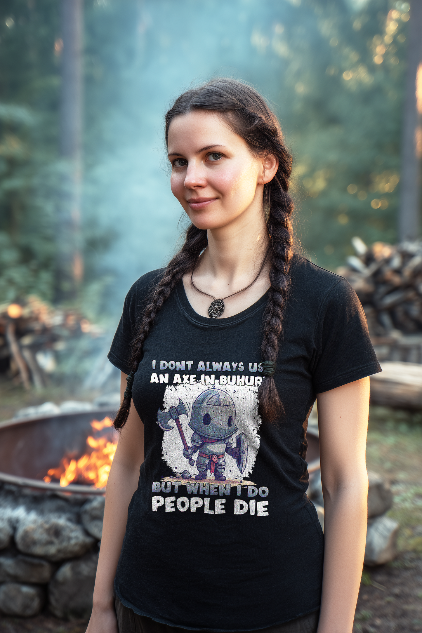 Buhurt Damen Shirt Axe Humor Bio Baumwolle Chibi Lightweight Shirt