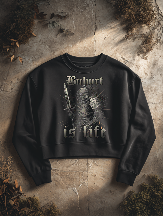 Buhurt Is Life | Damen Bio Boxcut Sweatshirt | Bouhourt Boxcut Pullover