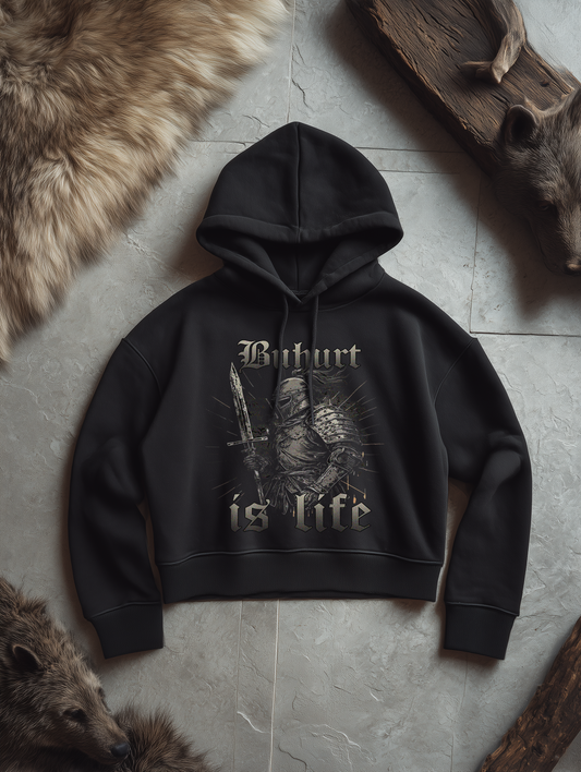 Buhurt Is Life Damen Hoodie | Frauen Bio Boxcut Hoodie