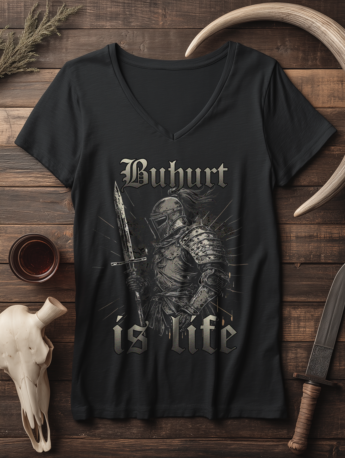 Buhurt Is Life | Damen Bio V-Neck Shirt für echte Vollkontakt-Fans