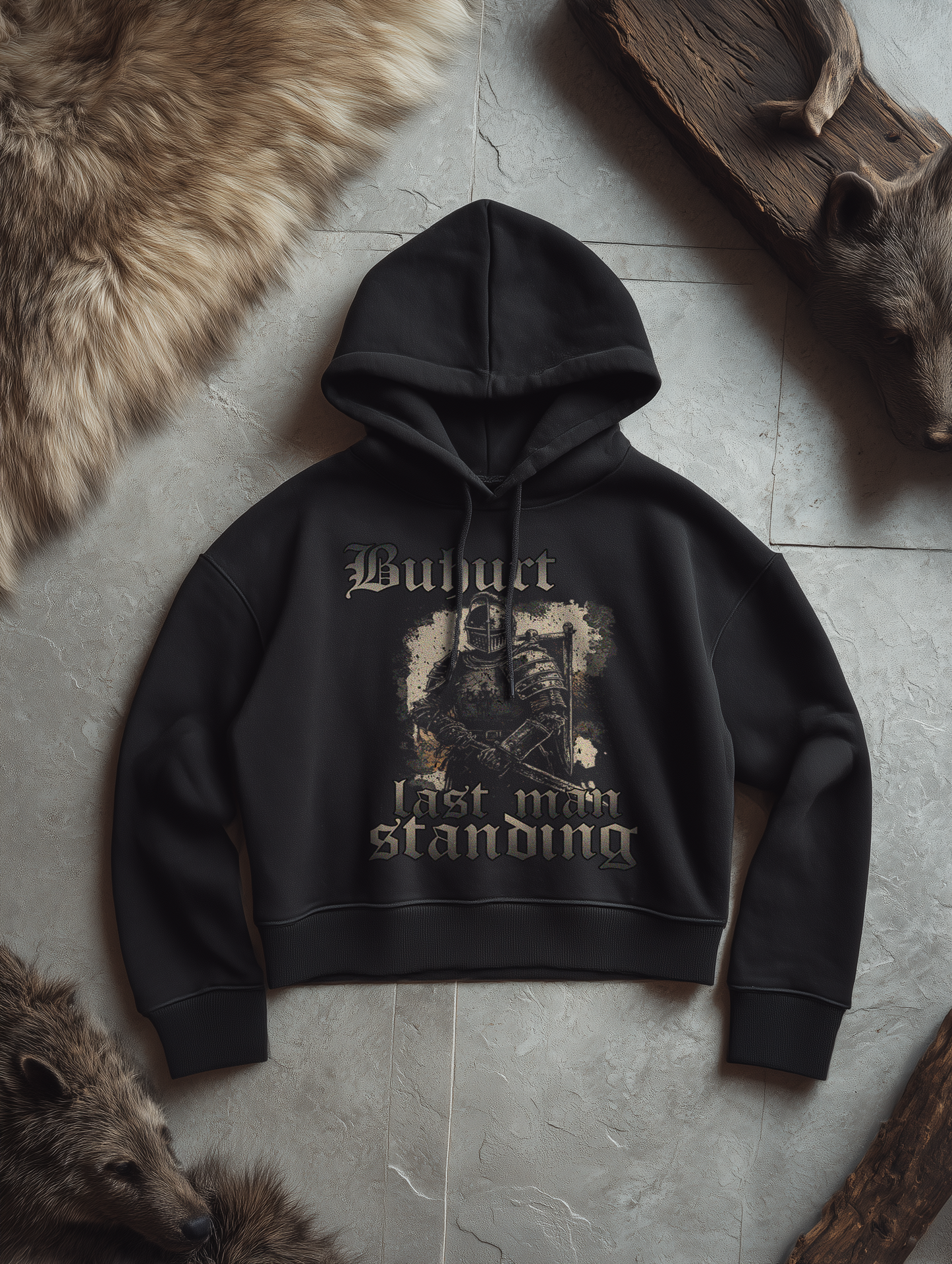 Buhurt – Last Man Standing | Damen Bio Boxcut Hoodie