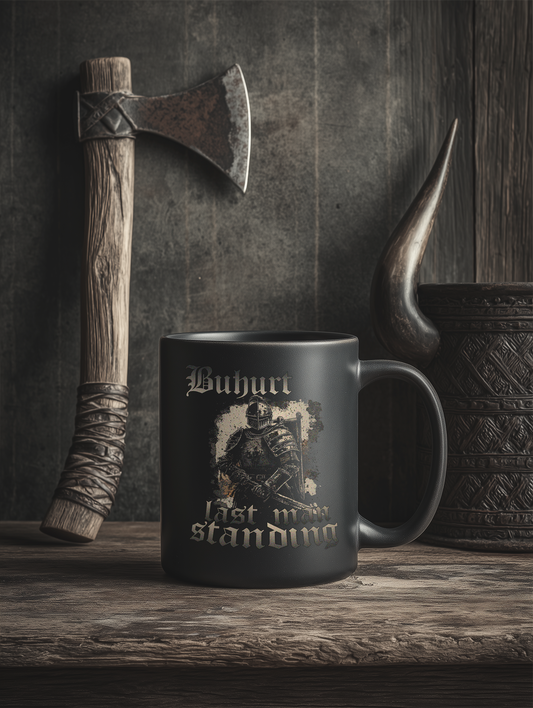 Schwarze Buhurt Keramik Tasse | Buhurt „Last Man Standing“ | Bouhourt Mug