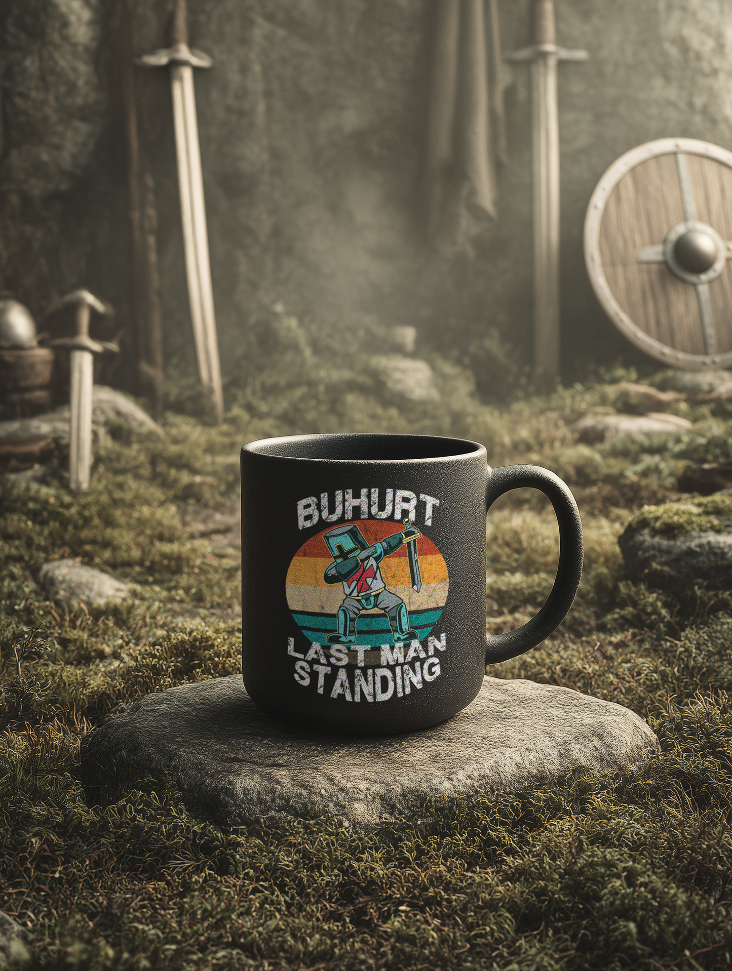 Buhurt Keramik Tasse Schwarz- Dabing Cartoon Ritter Buhurt Mug