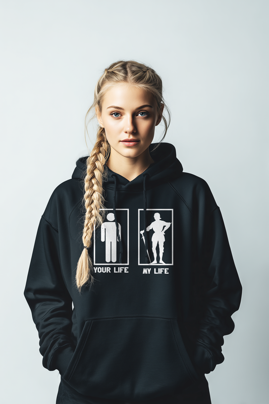 Your Life / My Life – Minimal Design – Buhurt Damen Hoodie