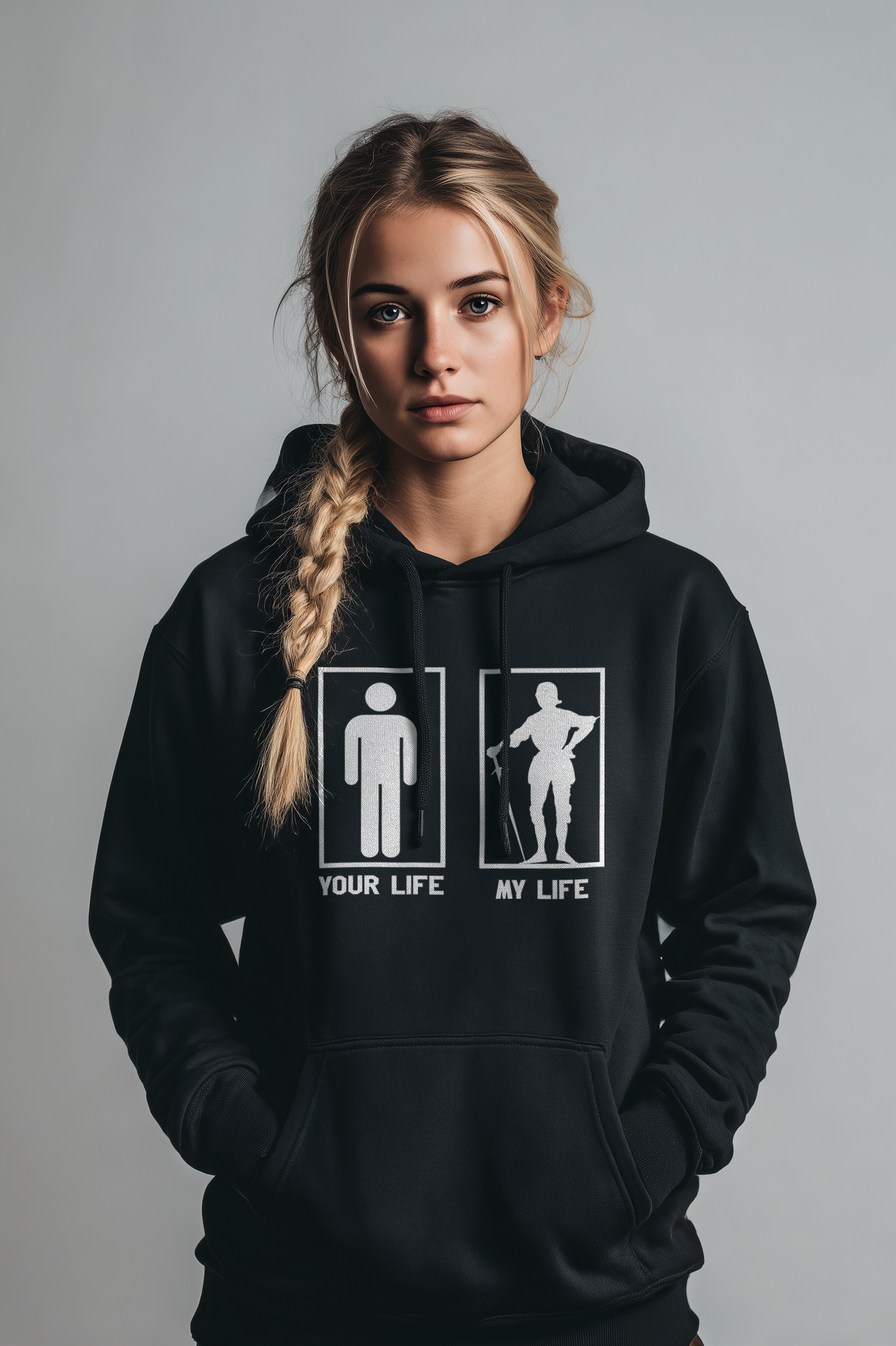 Your Life / My Life – Minimal Design – Buhurt Damen Hoodie