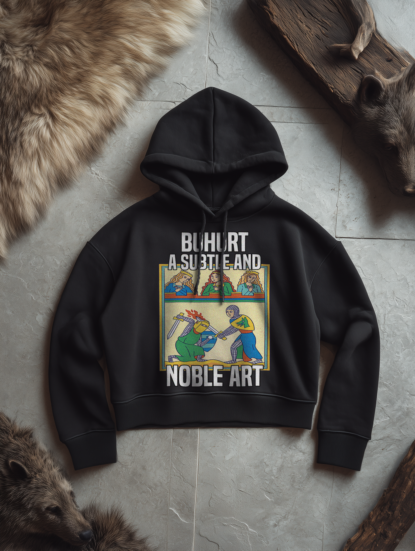 Buhurt | Eine subtile und noble Art Konflikte zu lösen | Frauen Bio Boxcut Hoodie