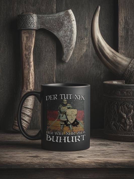Buhurt Keramik Tasse Schwarz | Der Tut Nix | Buhurt Mug 11oz