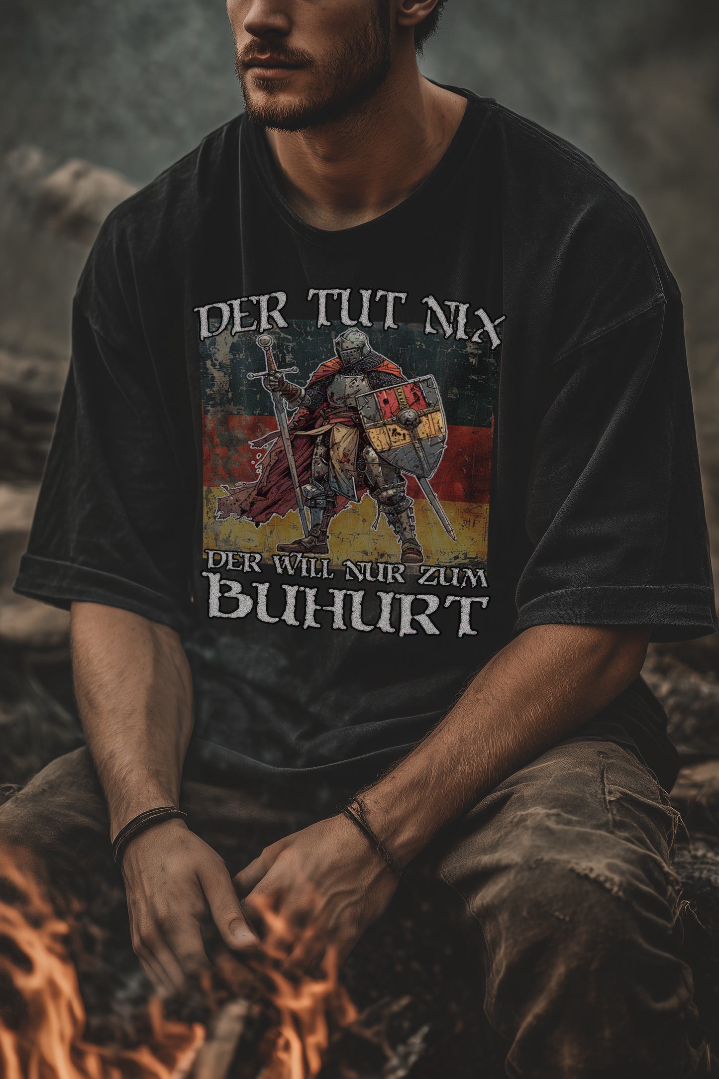 Der tut nix der will nur zum Buhurt Shirt 240g Oversize T-Shirt Bio Baumwolle