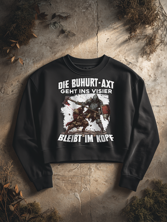 Buhurt Boxcut Damen Pullover | Geht Ins Visier Bleibt Im Kopf |  Bouhourt Damen Sweatshirt