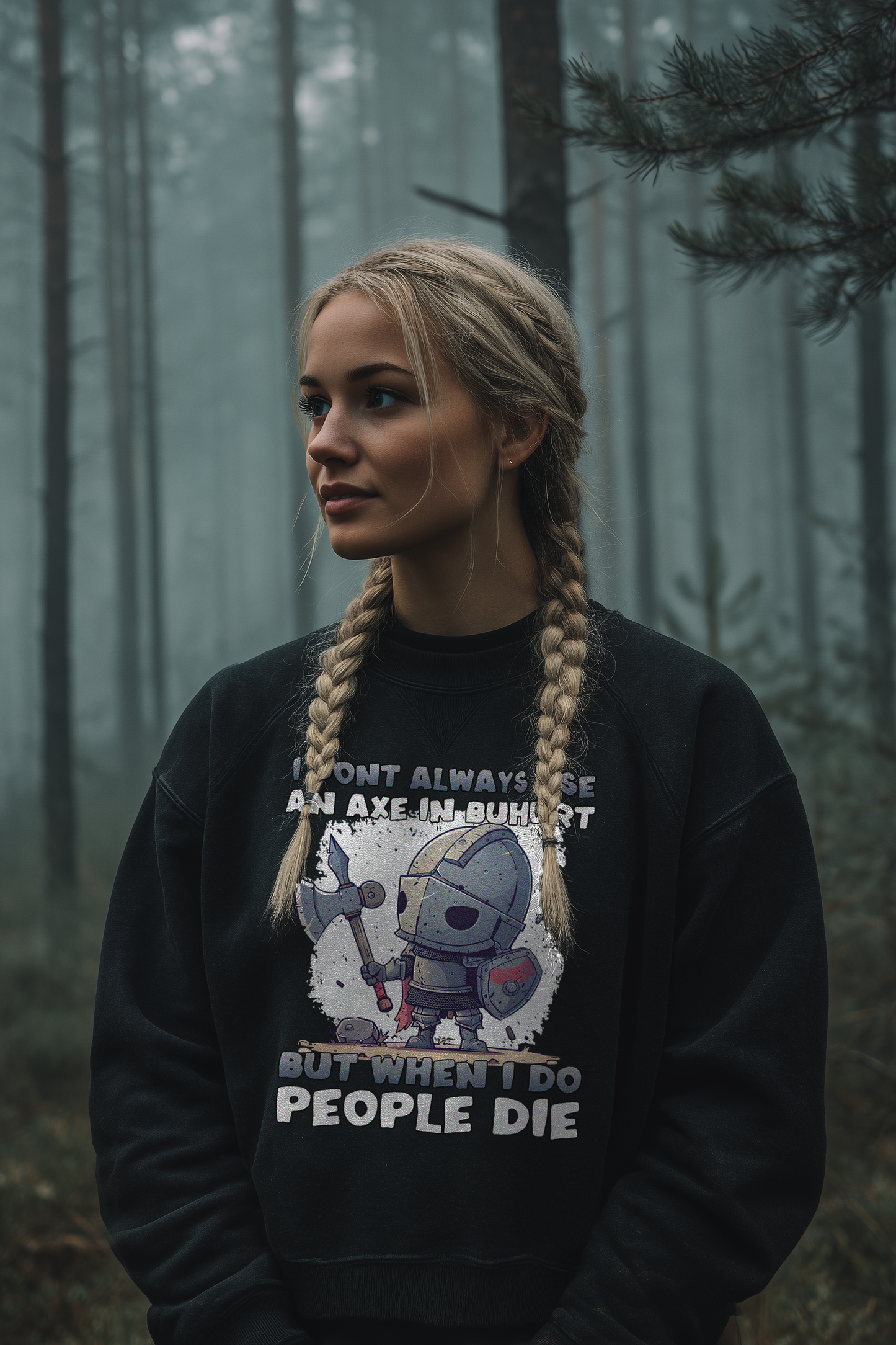 Damen Bio Boxcut Sweatshirt – „Chibi Buhurt Axe Knight“