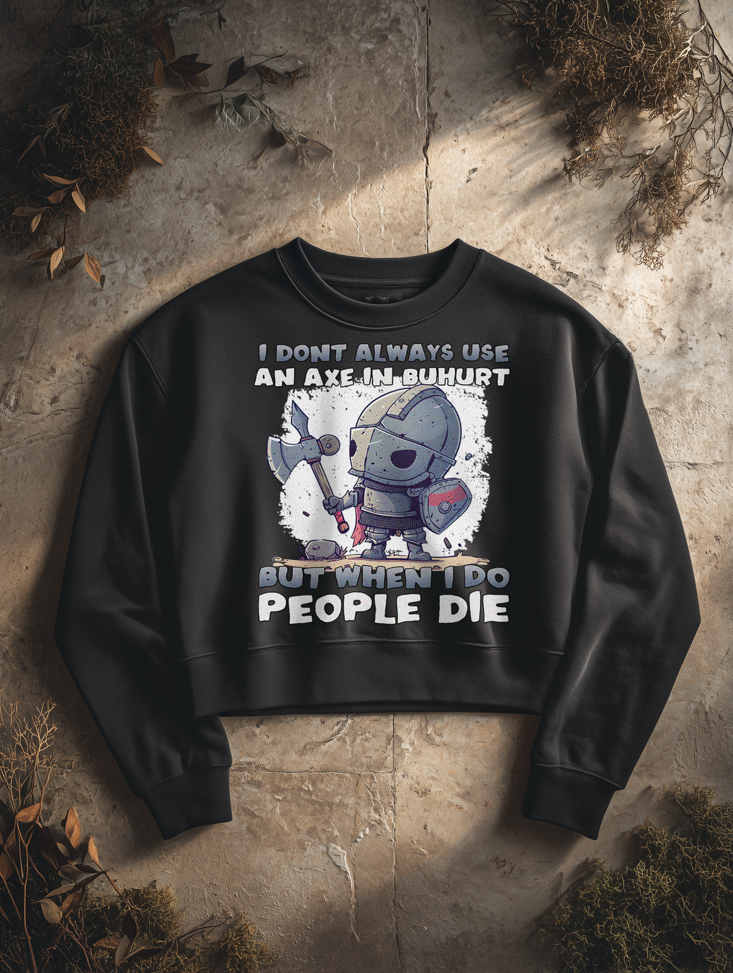 Damen Bio Boxcut Sweatshirt – „Chibi Buhurt Axe Knight“