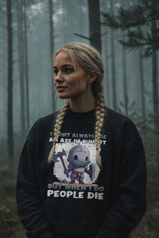 Frauen Bio Boxcut Sweatshirt – Chibi Buhurt Ritter mit sarkastischem Spruch