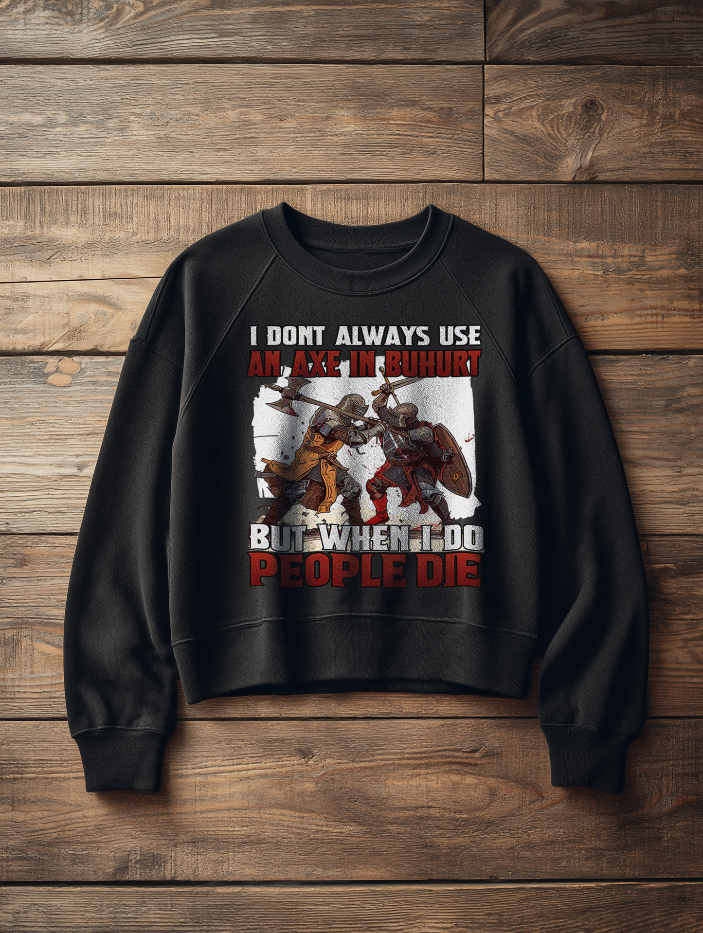Frauen Bio Boxcut Sweatshirt – Buhurt „Axe in Buhurt – People Die“