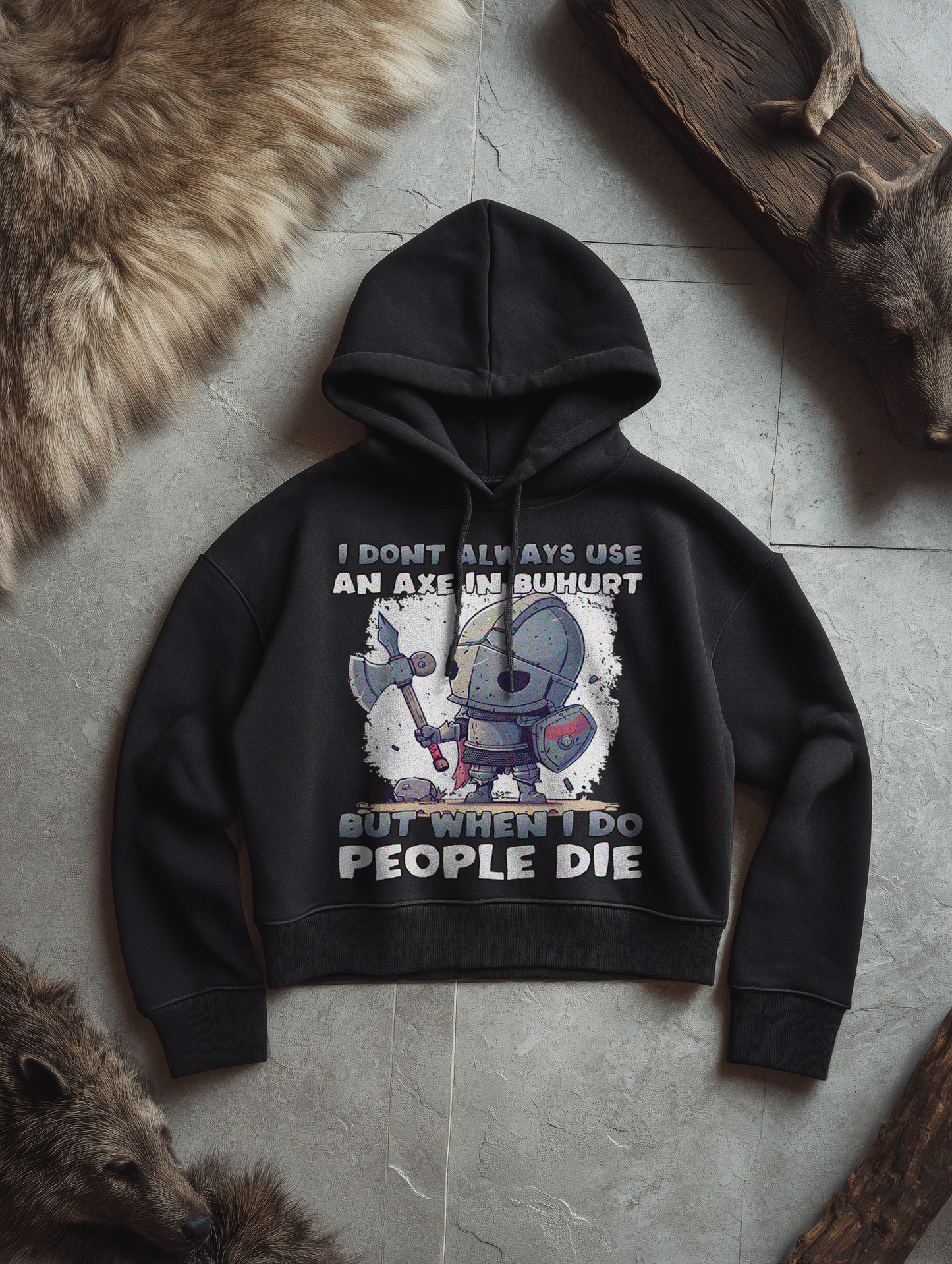 I don’t always use an axe in Buhurt |  Frauen Bio Boxcut Hoodie
