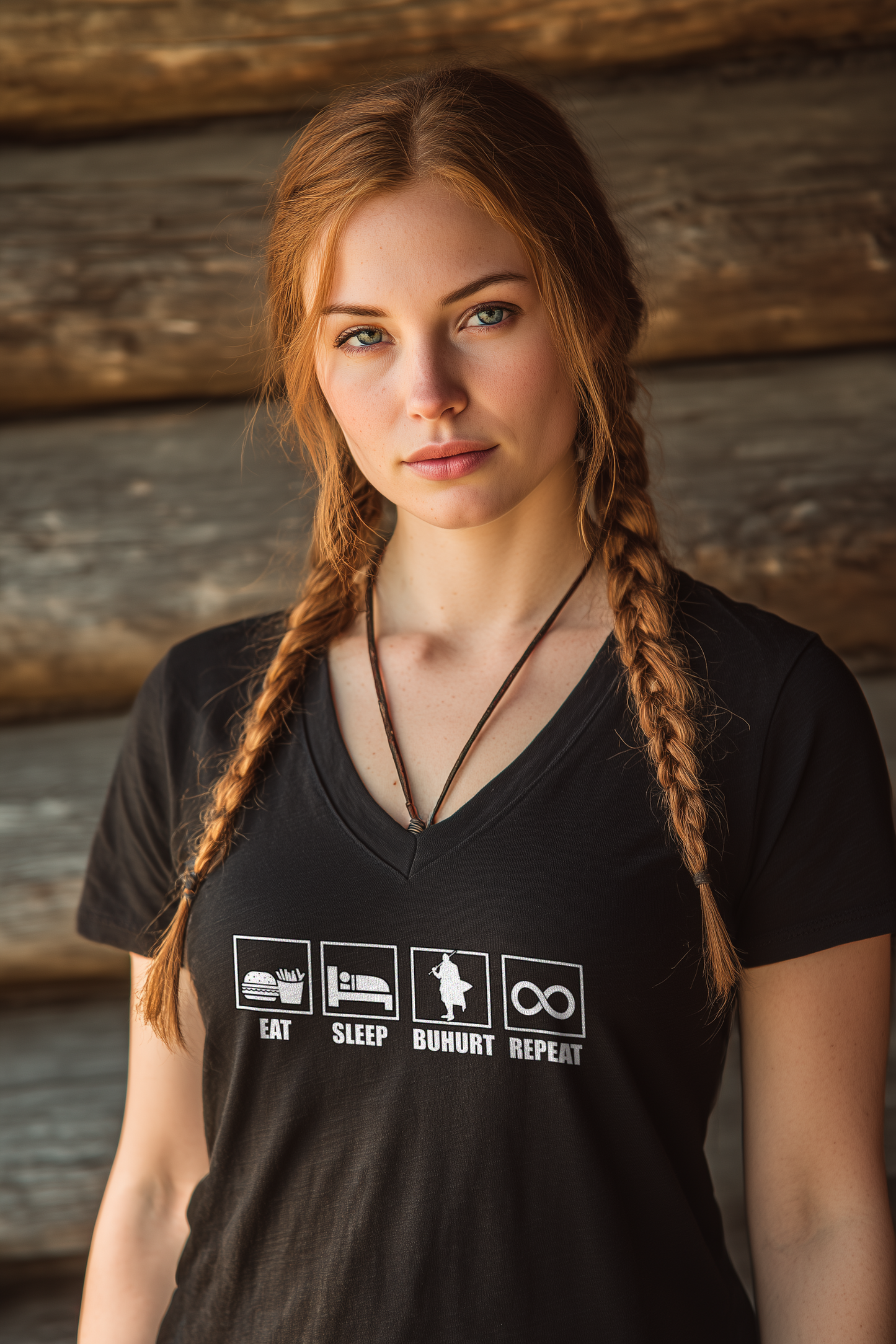 Eat Sleep Buhurt Repeat | Damen Bio V-Neck T-Shirt