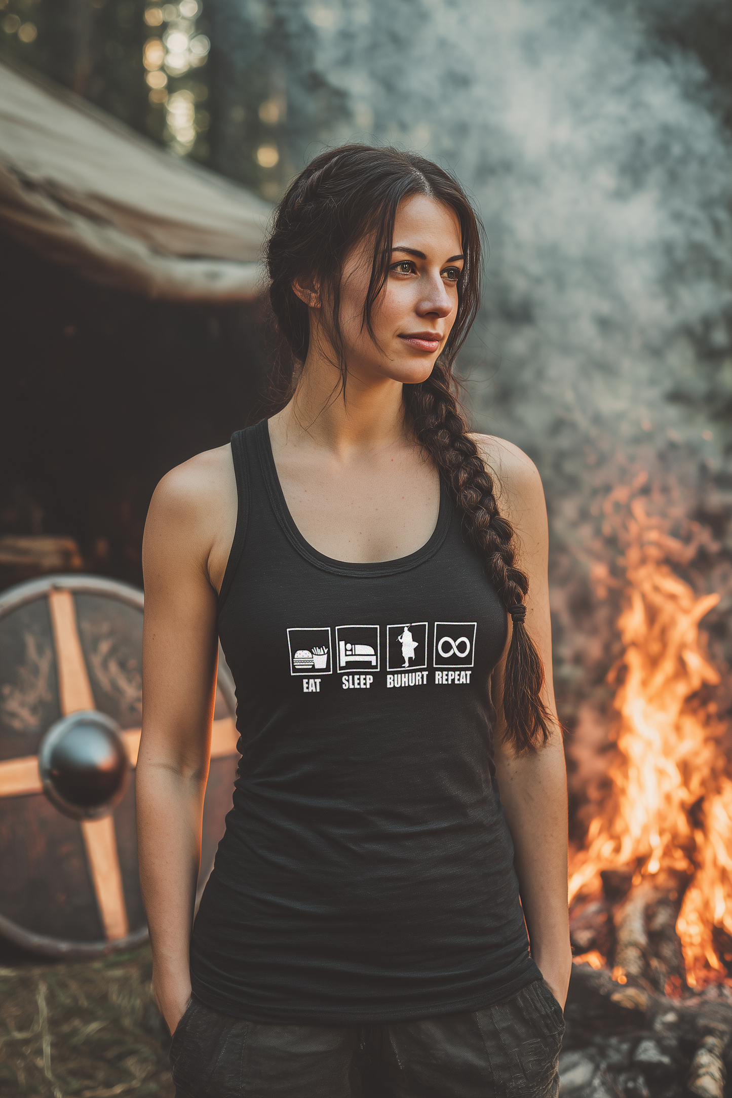 Eat Sleep Buhurt Repeat Damen Tank Top  Frauen Bio Tank-Top