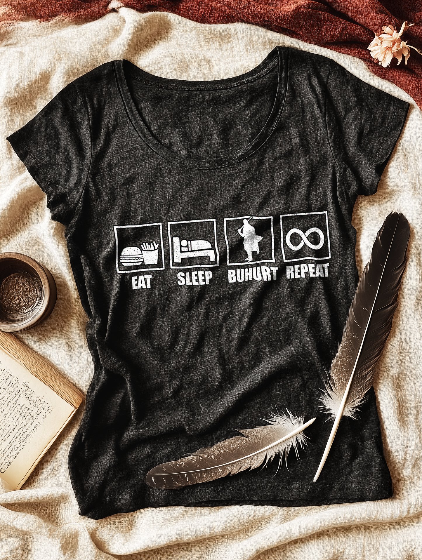 Buhurt And Repeat - Eat Sleep Buhurt Repeat Damen Lightweight T-Shirt