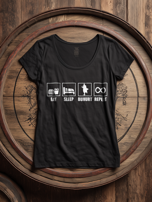Buhurt And Repeat - Eat Sleep Buhurt Repeat Damen Lightweight T-Shirt