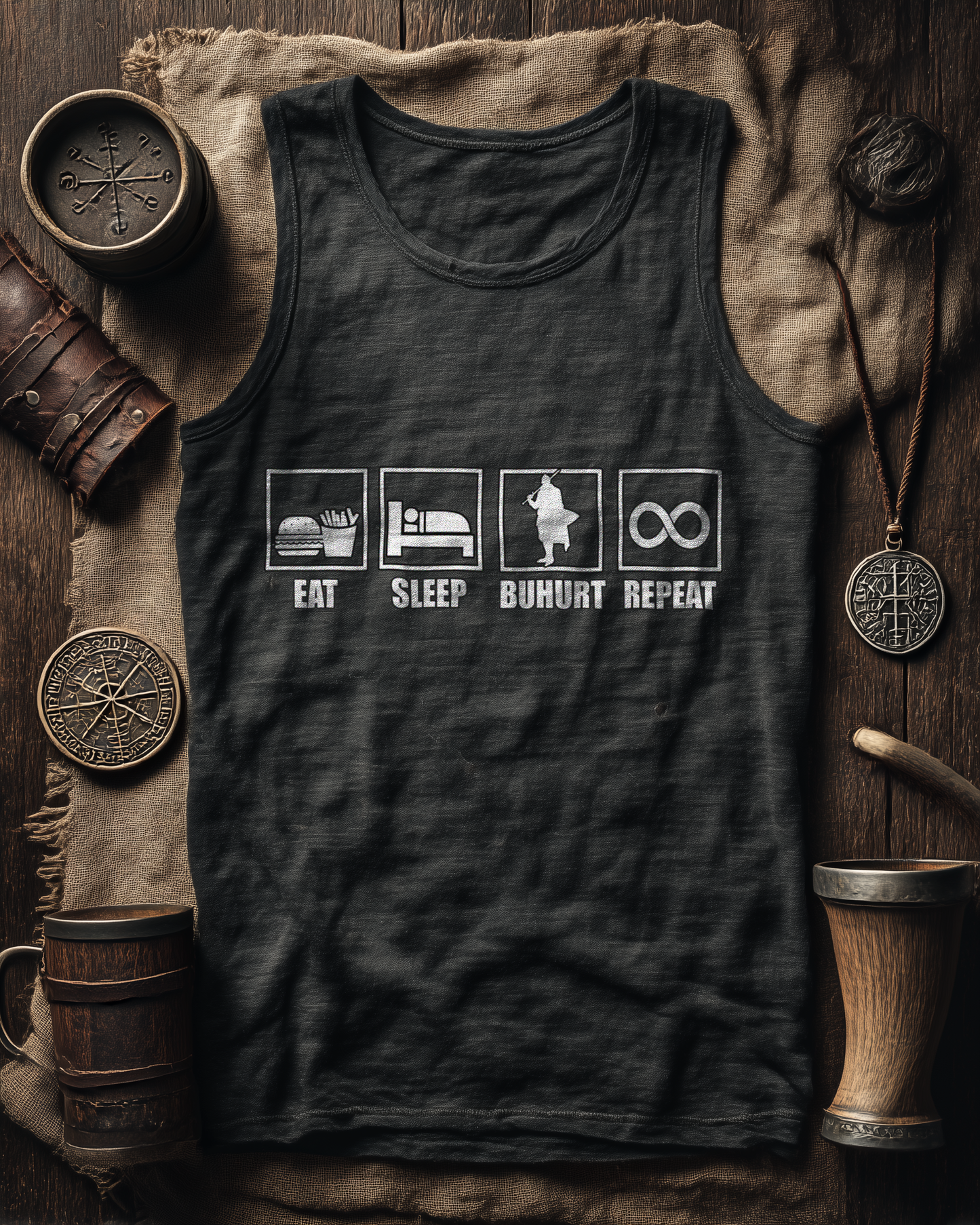 Eat Sleep Buhurt Repeat – Herren Bio Tank Top