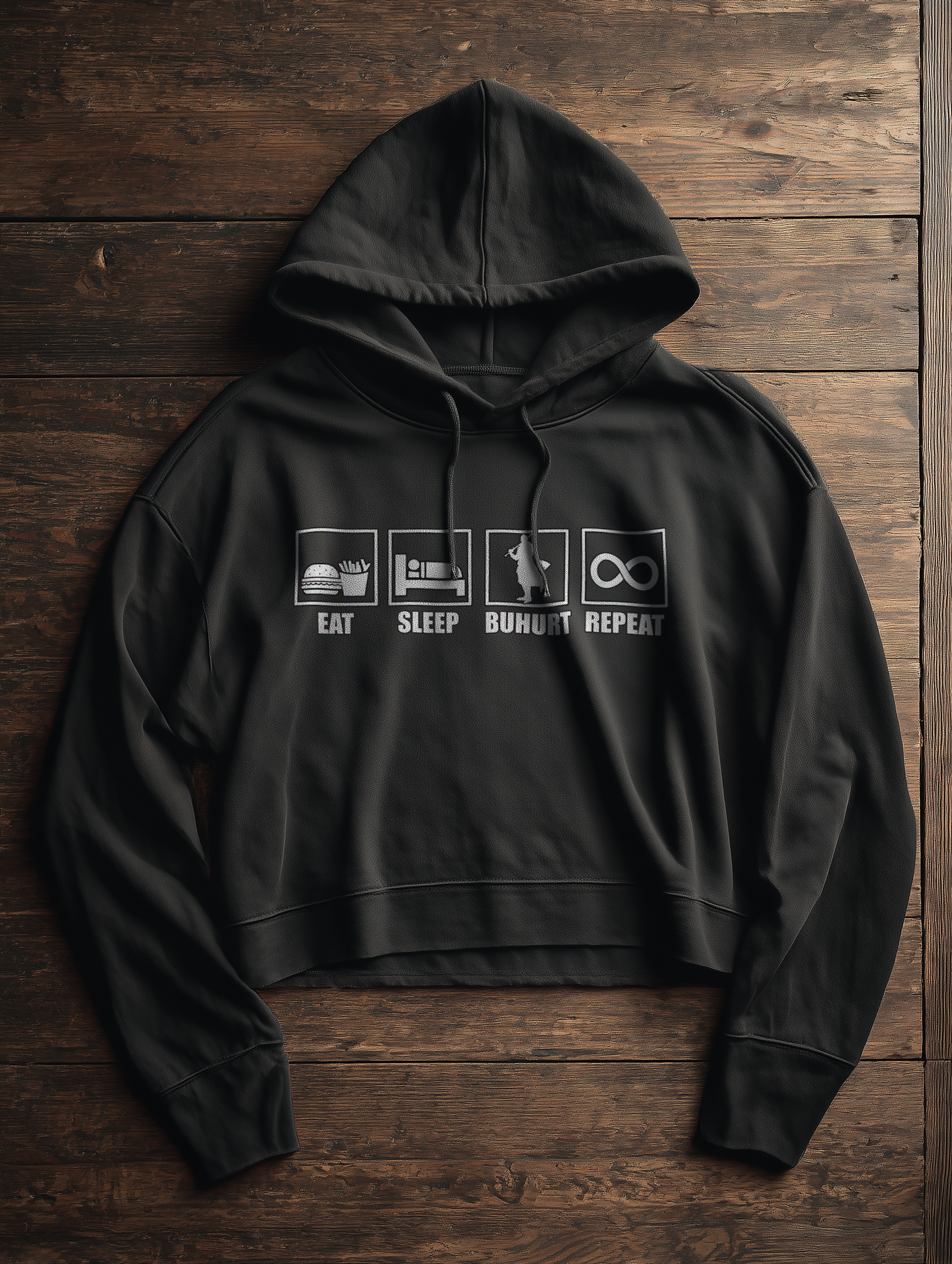 Eat Sleep Buhurt Repeat Damen Hoodie | Frauen Bio Boxcut Hoodie