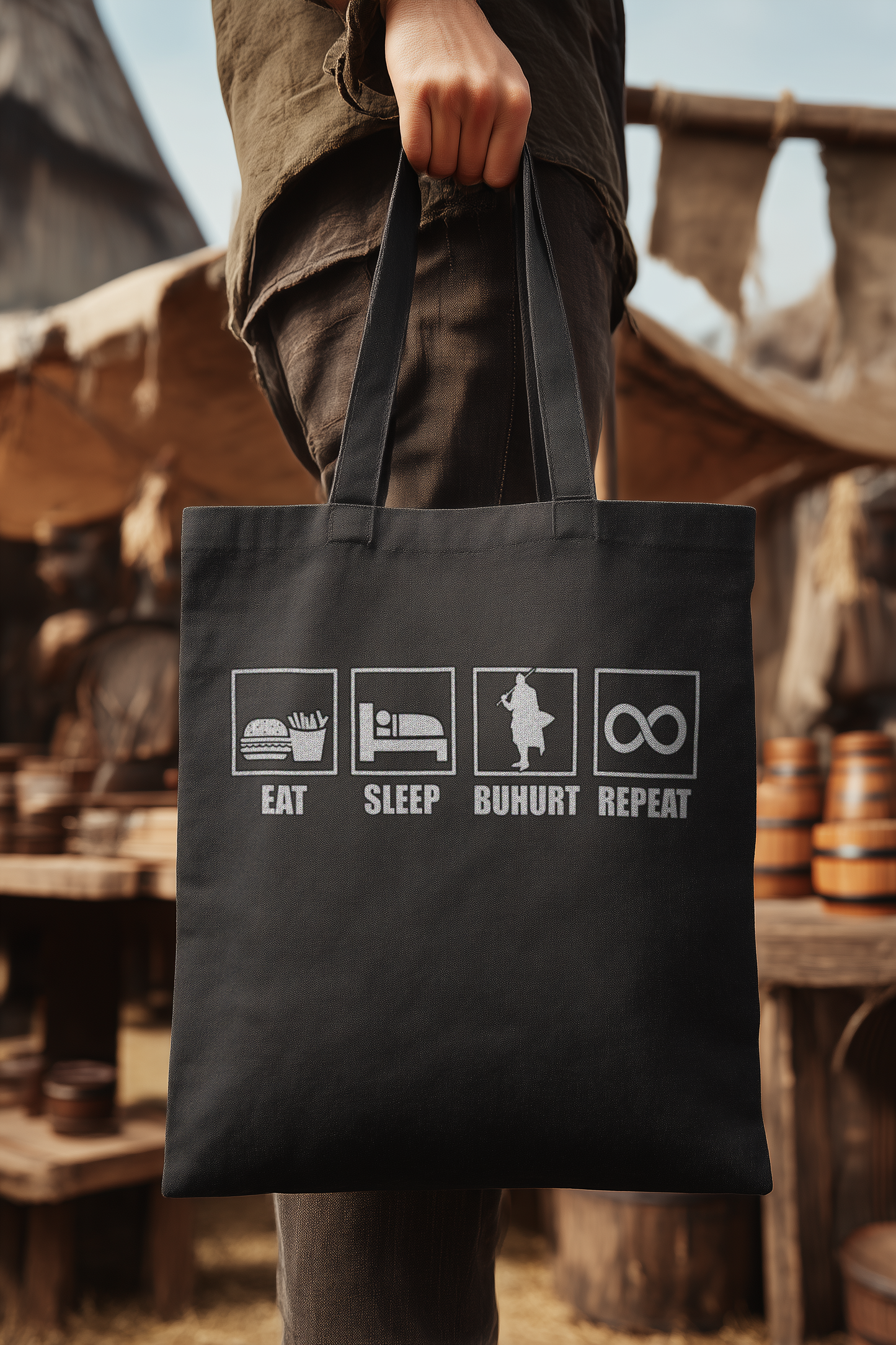 Eat Sleep Buhurt Repeat – Bio Stoffbeutel