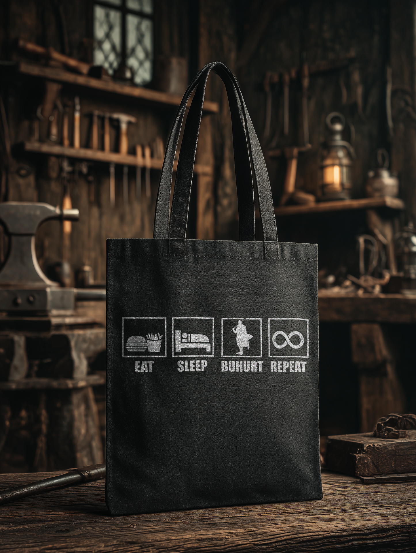 Eat Sleep Buhurt Repeat – Bio Stoffbeutel