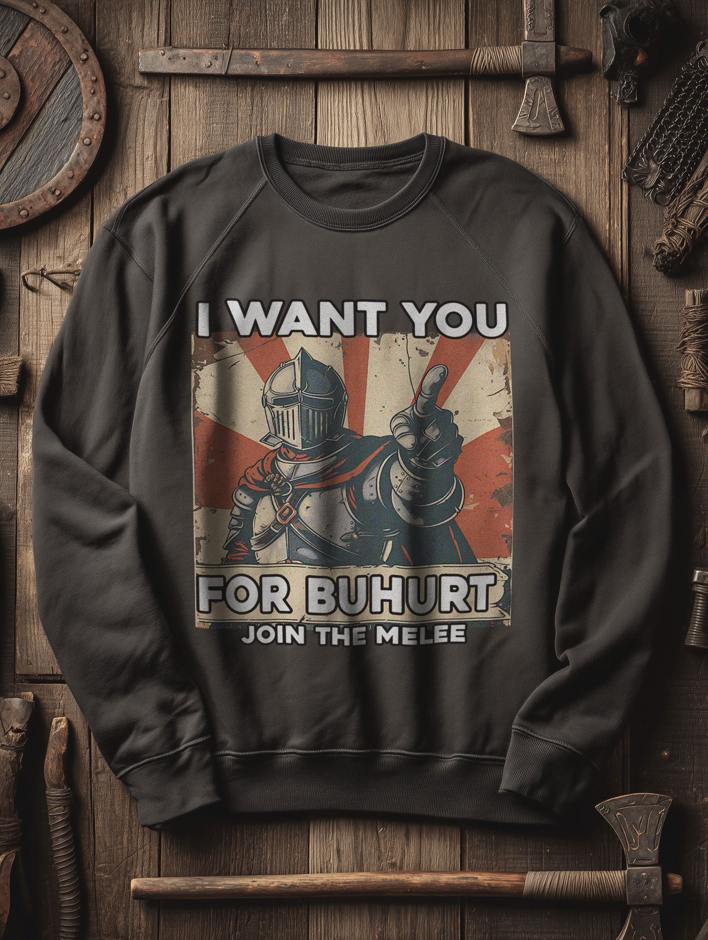 Buhurt Premium Sweatshirt |„I want you – join the melee“ | Bouhourt Herren Pullover