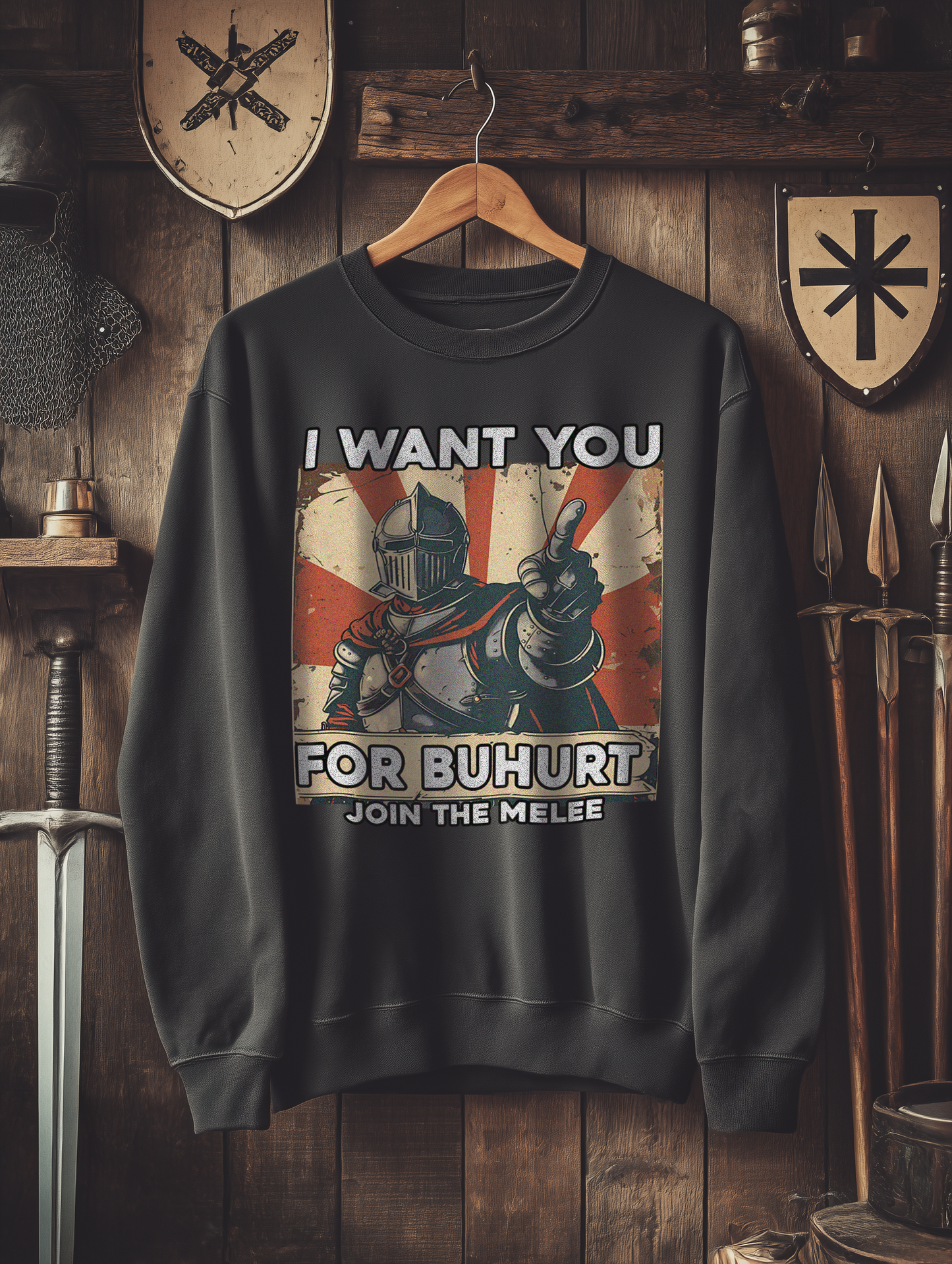 Buhurt Premium Sweatshirt |„I want you – join the melee“ | Bouhourt Herren Pullover