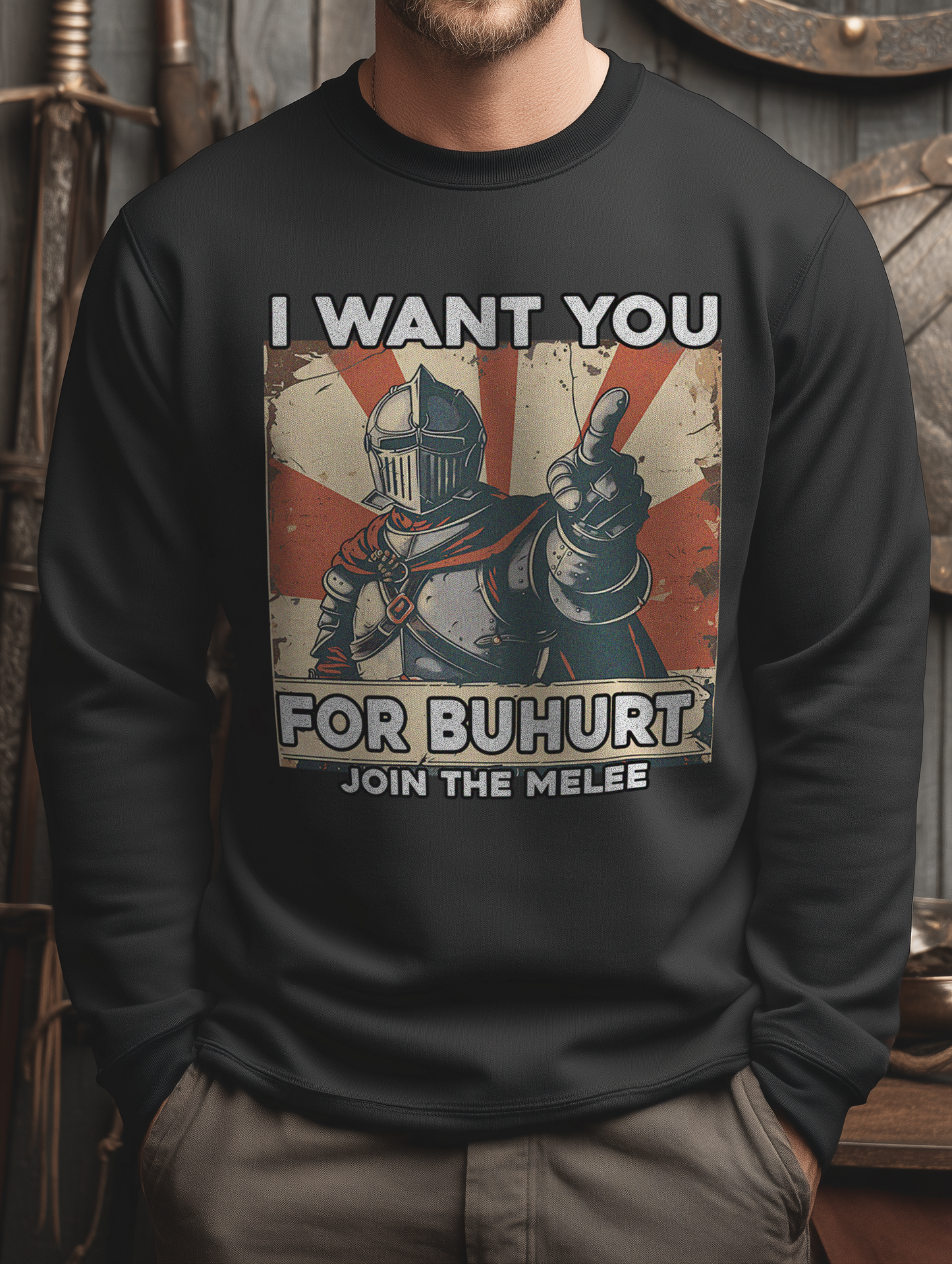 Buhurt Premium Sweatshirt |„I want you – join the melee“ | Bouhourt Herren Pullover