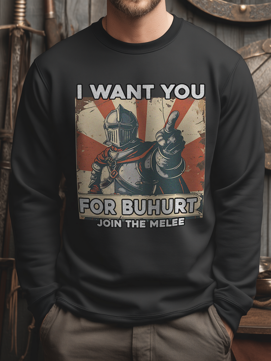 Buhurt Premium Sweatshirt |„I want you – join the melee“ | Bouhourt Herren Pullover