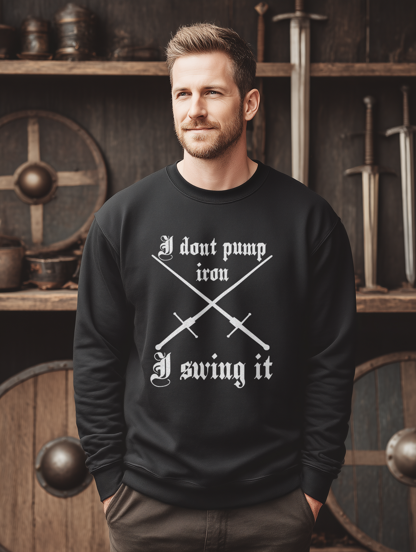 Herren Premium Sweatshirt | HEMA Schwertkampf „I swing it“ | Bouhourt