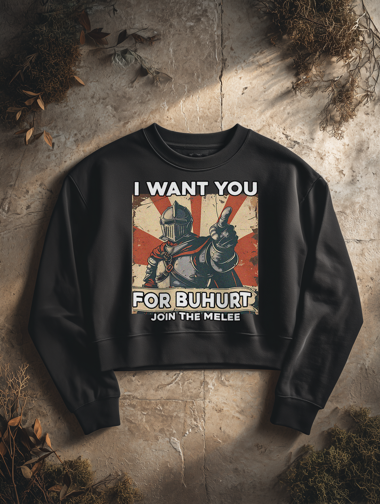 Buhurt Boxcut Damen Sweatshirt |„I want you – join the melee“ | Bouhourt Damen Pullover