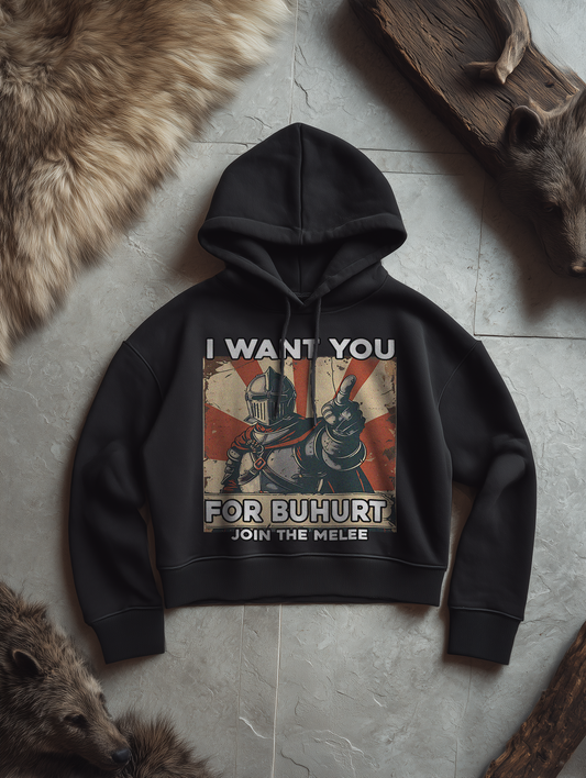 I Want You for Buhurt Damen Hoodie | Frauen Bio Boxcut Hoodie