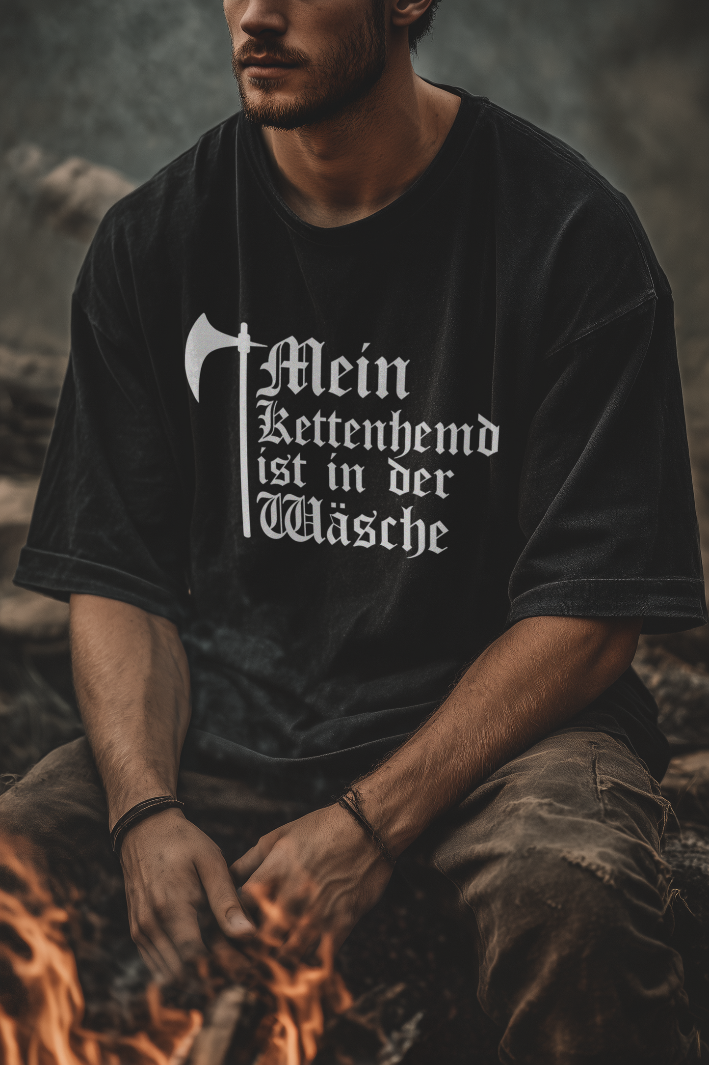 Buhurt Mein Kettenhemd Shirt 240g Oversize Herren Bio T-Shirt