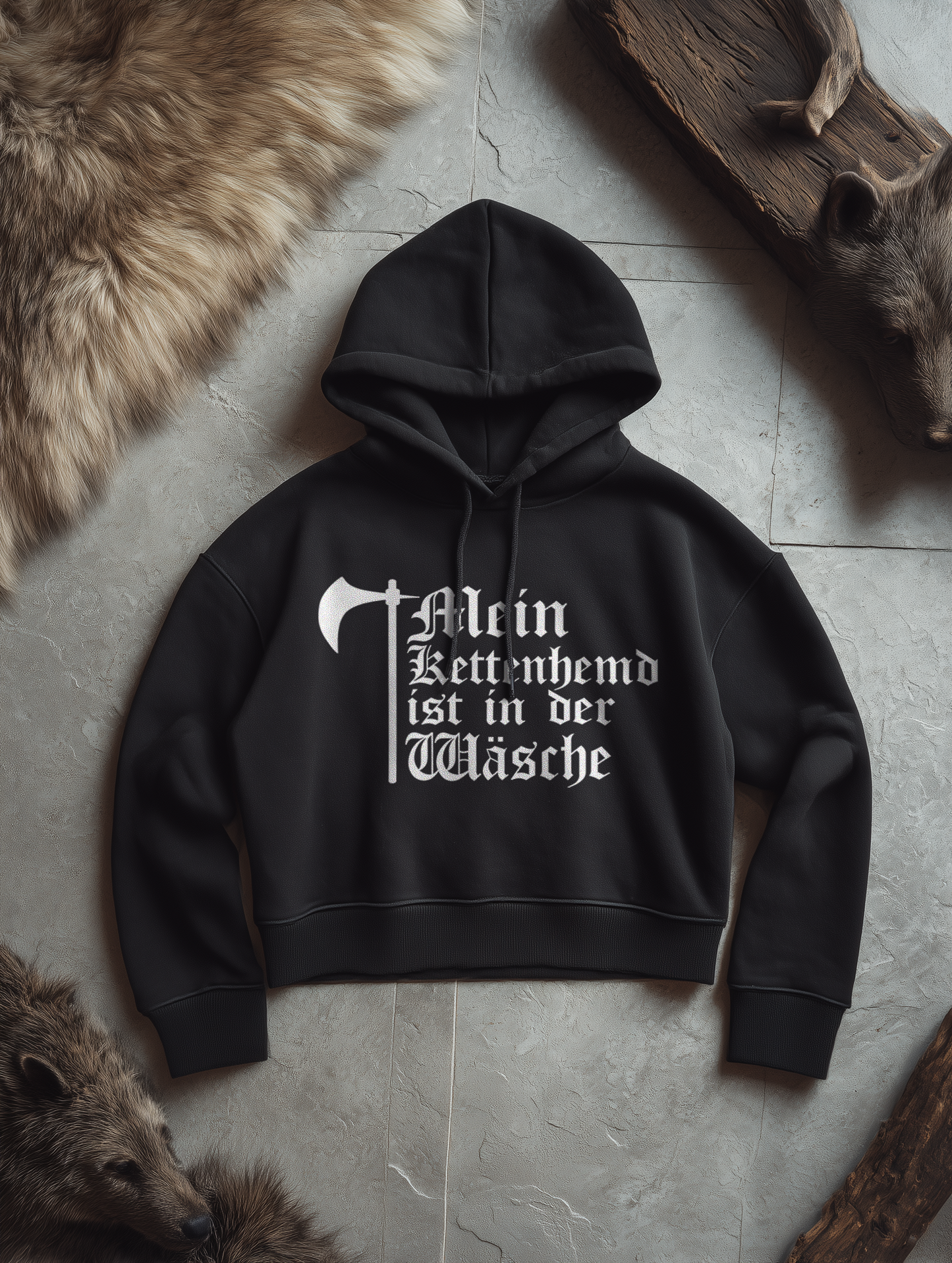 Mein Kettenhemd ist in der Wäsche | Damen Bio Boxcut Hoodie