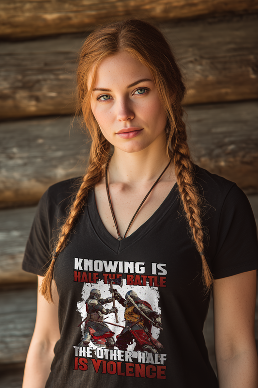 Knowing is half the battle | Damen Bio V-Neck T-Shirt