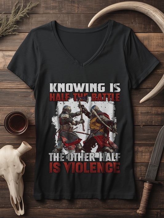 Knowing is half the battle | Damen Bio V-Neck T-Shirt