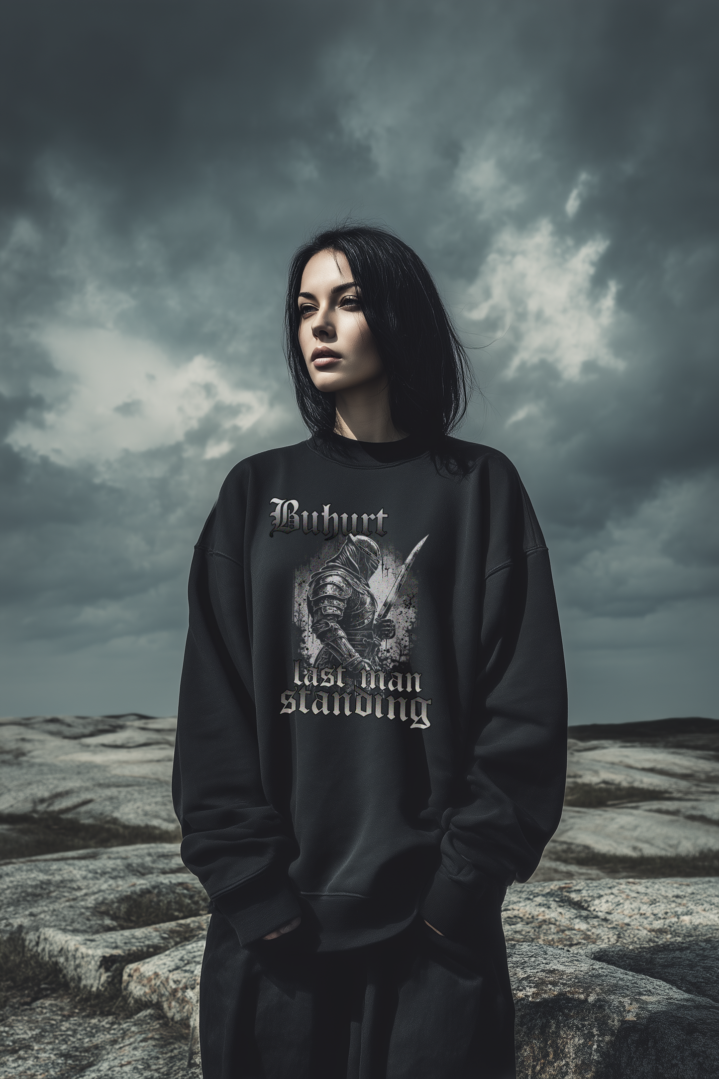 Buhurt Damen Oversized Pullover Last Man Standing - Damen Bio Oversized Sweatshirt