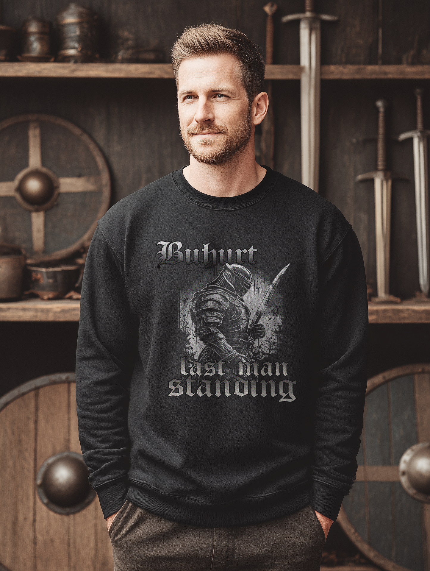 Buhurt Herren Premium Sweatshirts - "Last Man Standing" Bouhourt Männer Pullover