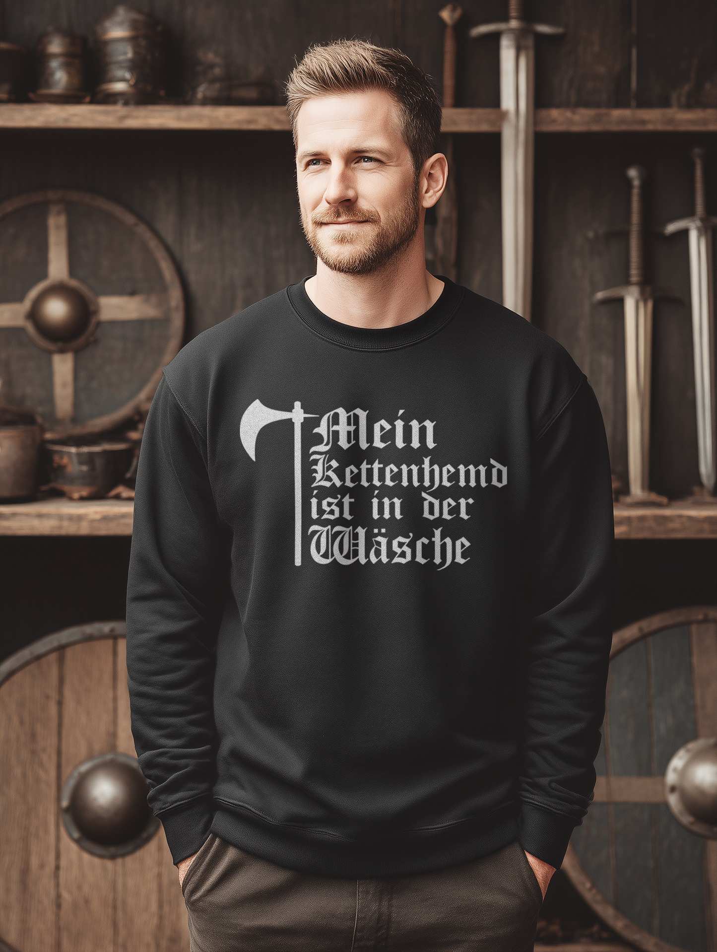 Buhurt Herren Premium Sweatshirt | Kettenhemd ist in der Wäsche | Bouhourt Pullover