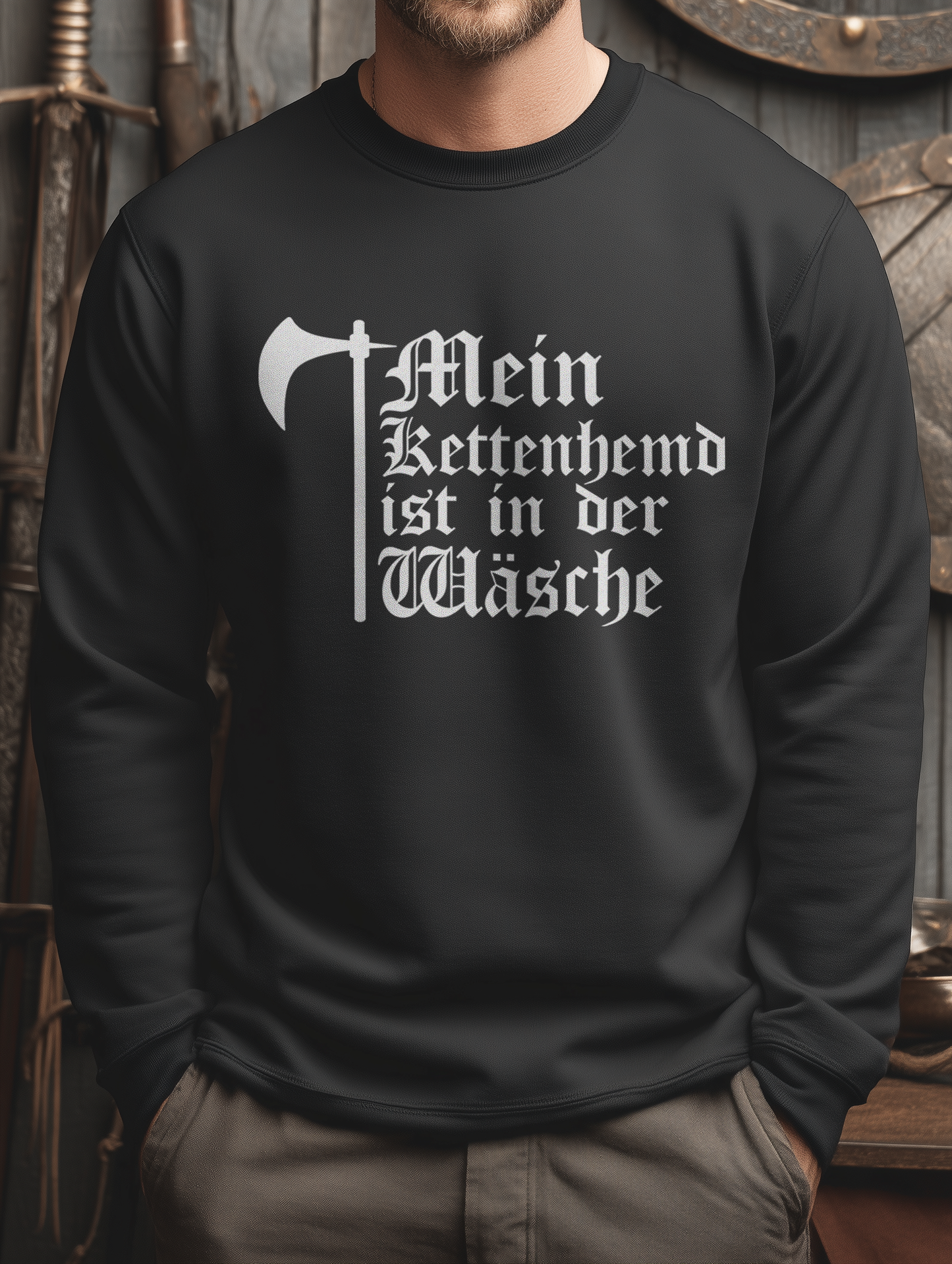Buhurt Herren Premium Sweatshirt | Kettenhemd ist in der Wäsche | Bouhourt Pullover