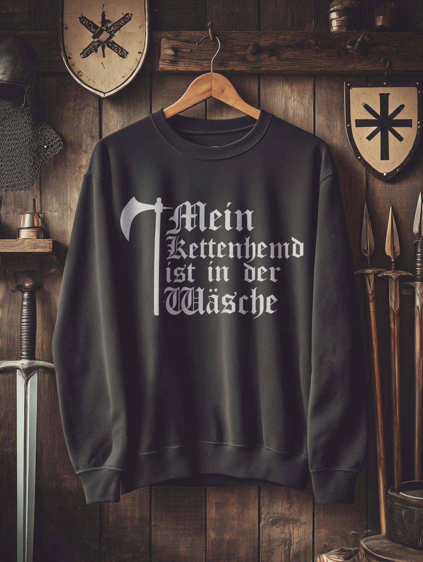 Buhurt Herren Premium Sweatshirt | Kettenhemd ist in der Wäsche | Bouhourt Pullover